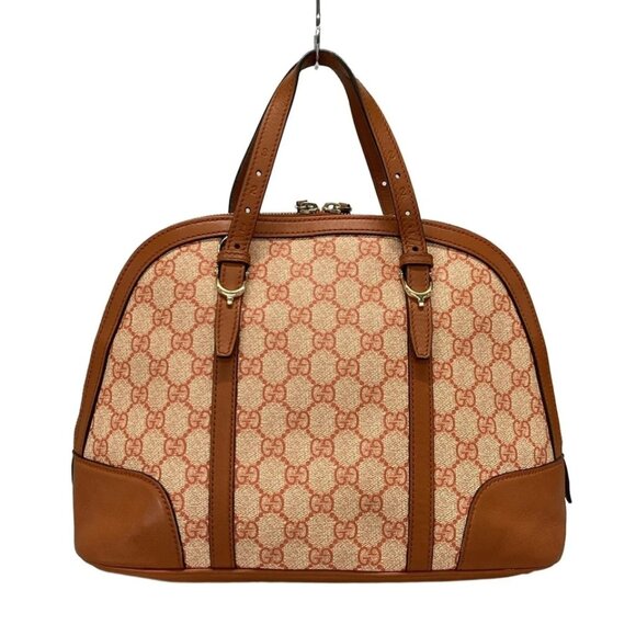 GUCCI Nice/GG Plus GG Supreme Orange Cream PVC Leather Handbag 329-080925 - Picture 2 of 14